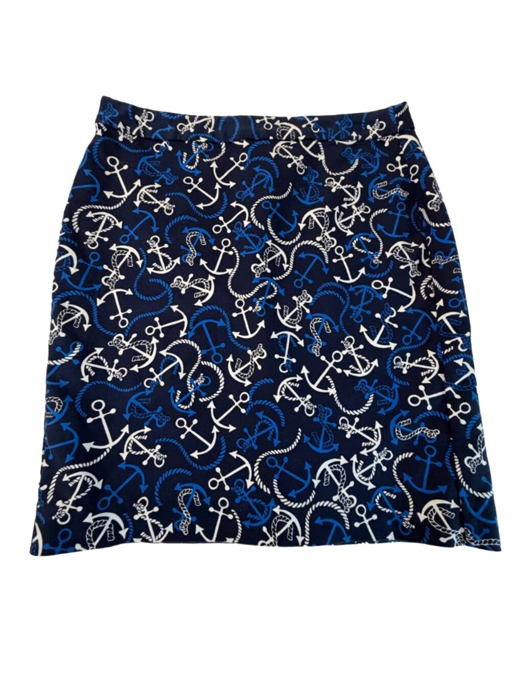 Banana Republic Nautical Anchor Print Navy Blue Cotton Skirt Size 8